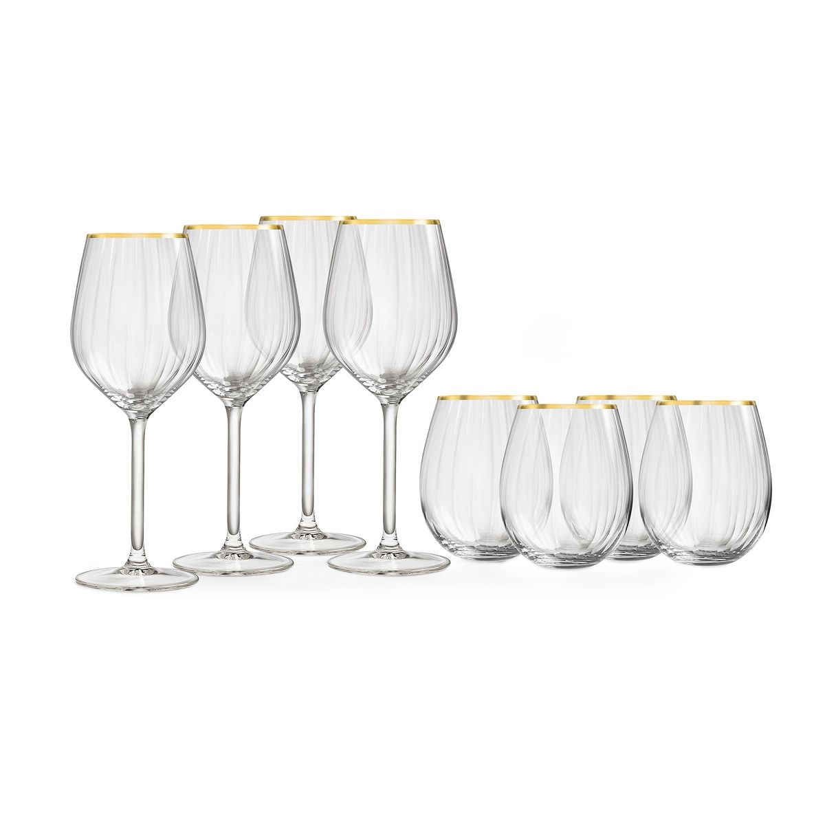 ROYAL LEERDAM - SET 4 COPAS 500 ML + VASOS 440 ML DORADO SCARLETT