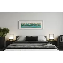 DEKAM DISEÑO - CUADRO ABSTRACTO DORADO CALIPSO DORMITORIO ENMARCADO 146X50 CMS