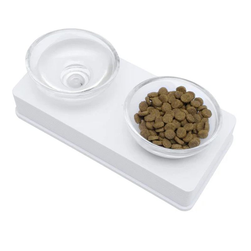 CATIT - Catit Comedero Doble de Vidrio 200ml para Gatos