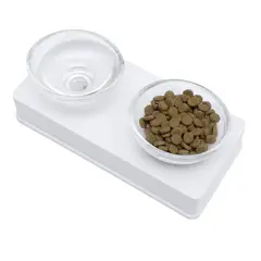 CATIT - Comedero Doble de Vidrio 200ml para Gatos