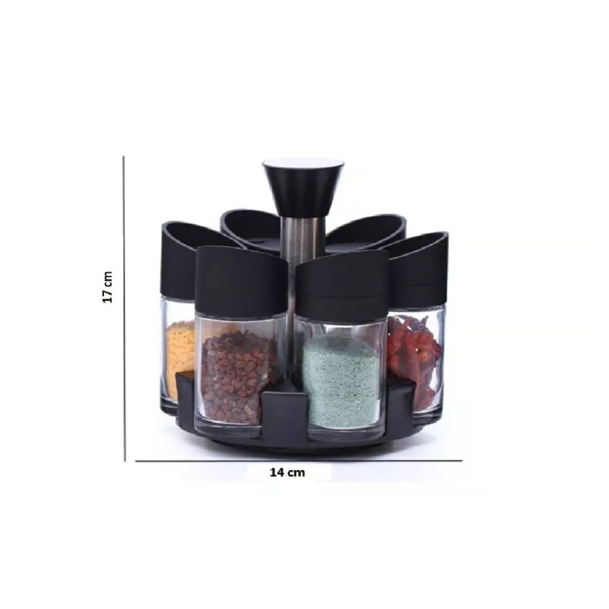 GENERICO - Set 6 Especieros Condimento Giratorio 360 Salidas Multiples