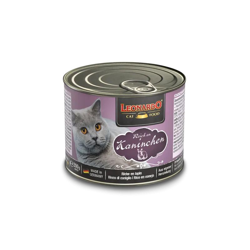 CAT FOOD LEONARDO - Alimento Leonardo Lata Conejo Para Gato, 200Gr