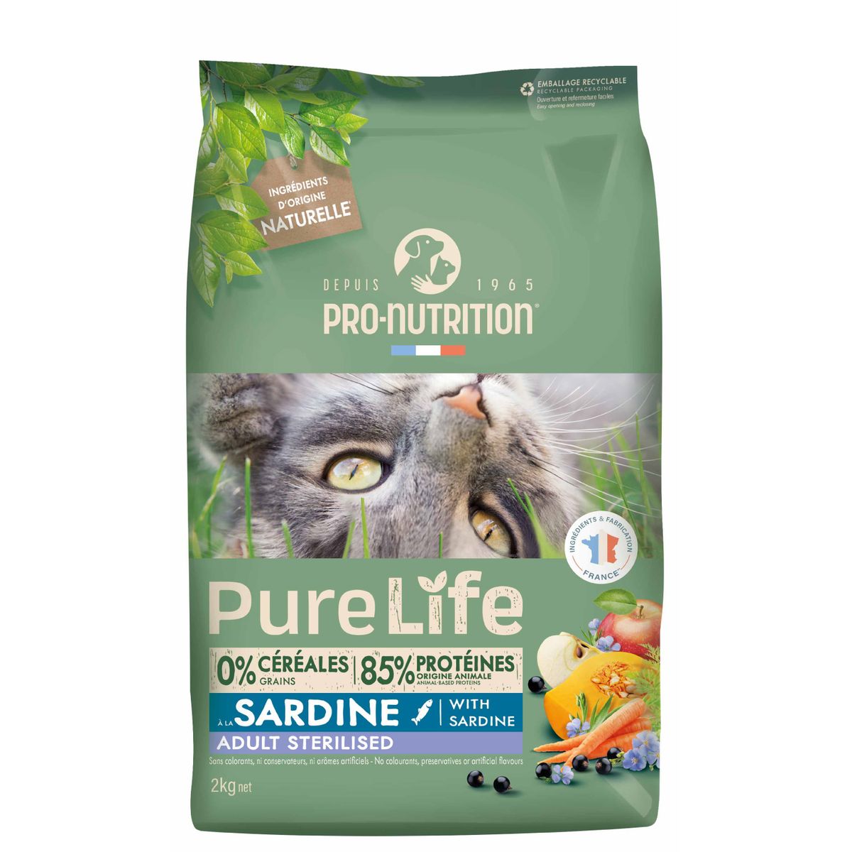 PRO NUTRITION FLATAZOR - Alimento Pure Life Gato Esterilizado con Sardina 2Kg