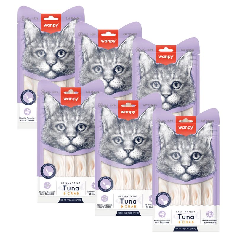 PETPRO - PACK 6 x Wanpy Cat Snack Creamy (Atún & Cangrejo) 70Gr