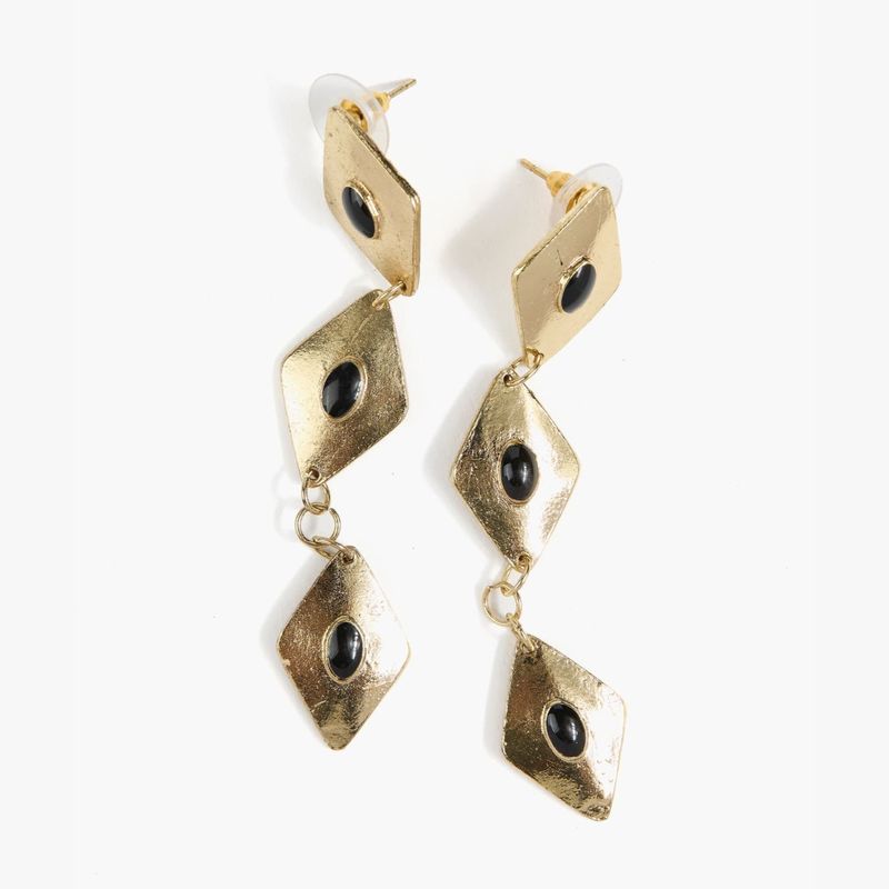 LOUNGE - Aros Mujer Rombos Con Piedra Dorado
