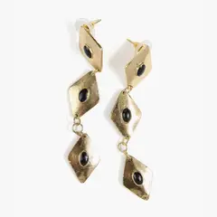 LOUNGE - Aros Mujer Rombos Con Piedra Dorado