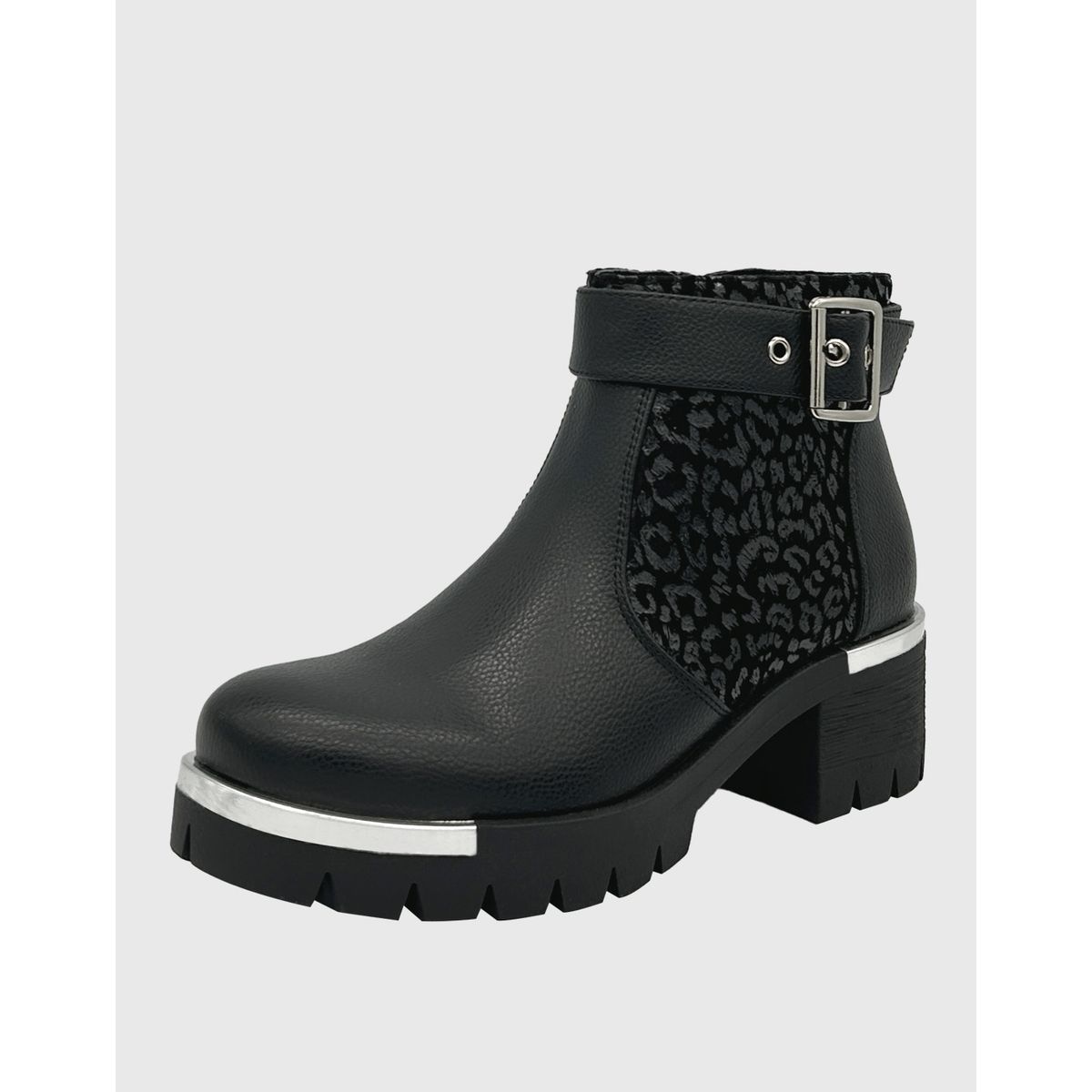 DINASTELLA - Botin punta redonda, con taco medio, cierre y correa con