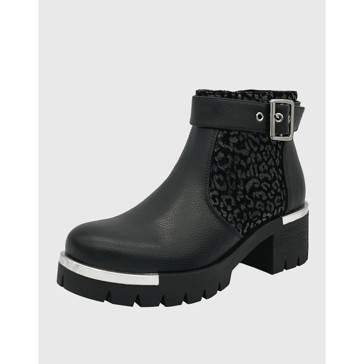 DINASTELLA - Botin punta redonda, con taco medio, cierre y correa con