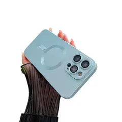 GENERICO - Carcasa Metalizada Para iPhone 13 y 14 Magnetica Celeste