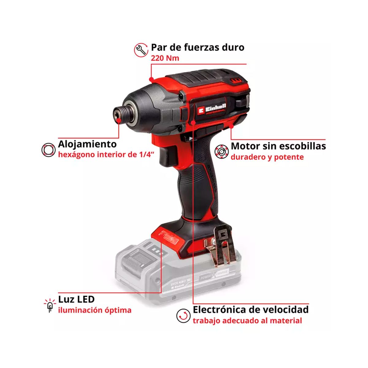 EINHELL - Atornillador Impacto Einhell TP-CI 18/220 Li BL - Sin Baterías