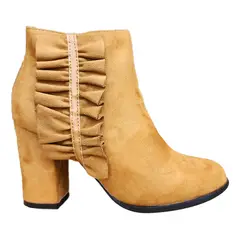 ZAPATOS Y ZAPATILLAS - Botin Media Caña Mujer Formal Taco Alto Camel 7320