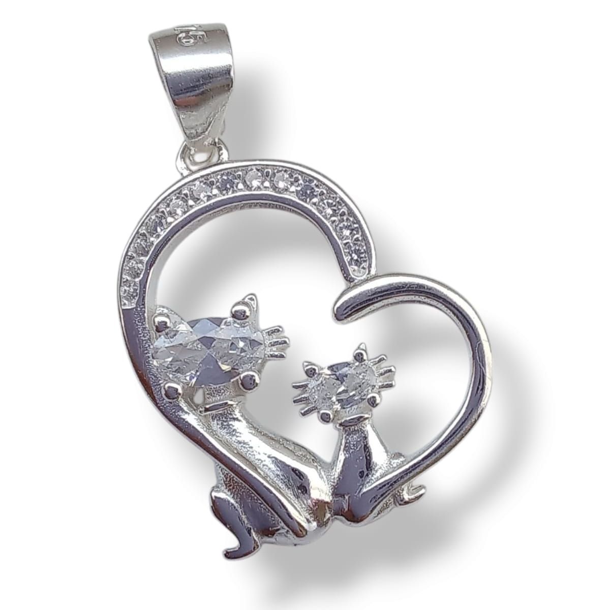 GENERICO - Colgante Gato, Mascota Corazón Plata 925