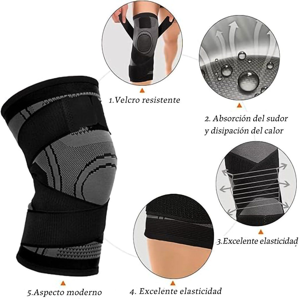 GENERICO - Talla XL 1 Par De Rodilleras De Compresion  Alivia El Dolo De Rodilla Y Articulaciones