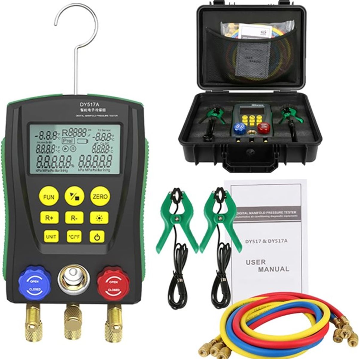 GENERICO - DY517-A Manometro digital HVAC 500psi 250mm