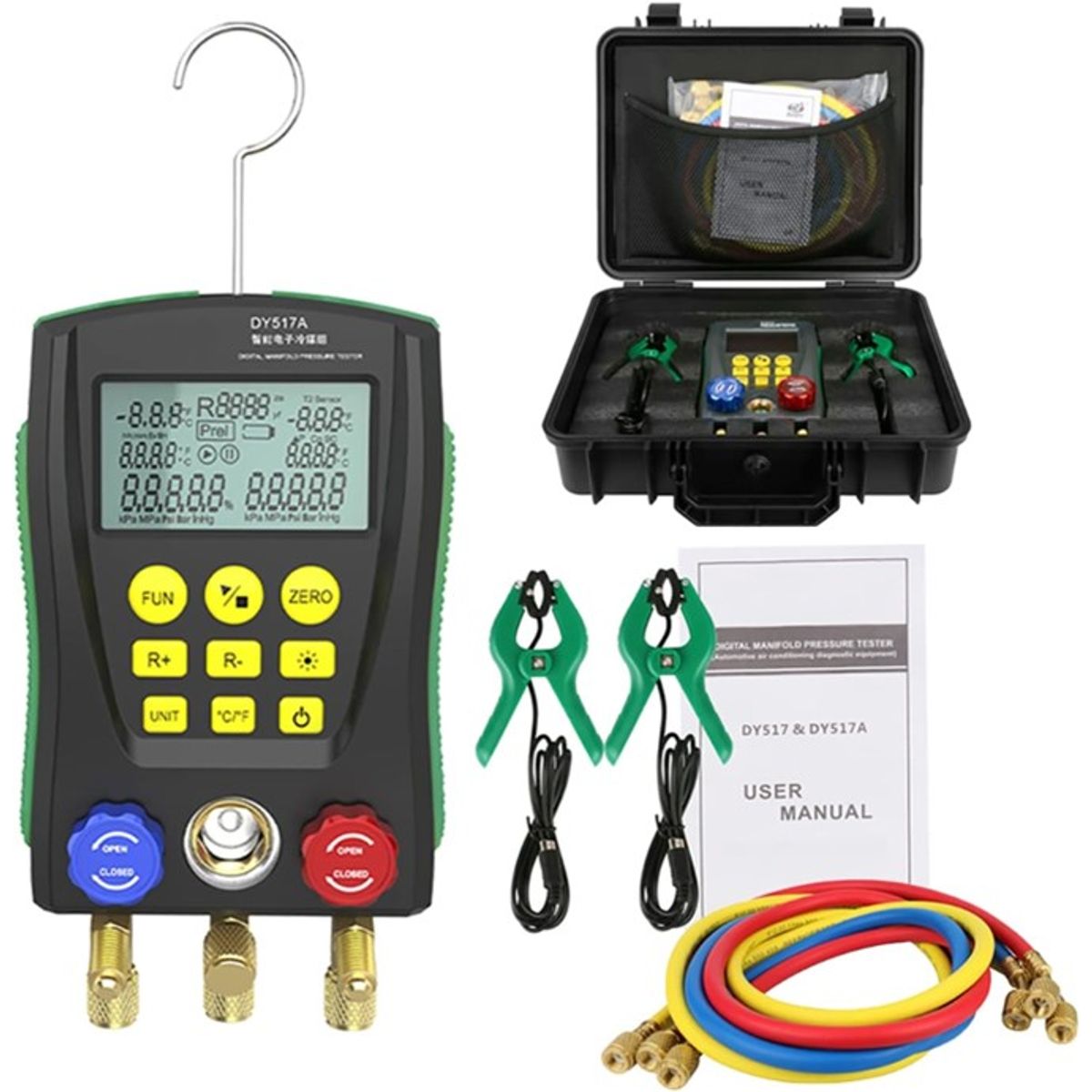 GENERICO - DY517-A Manometro digital HVAC 500psi 250mm