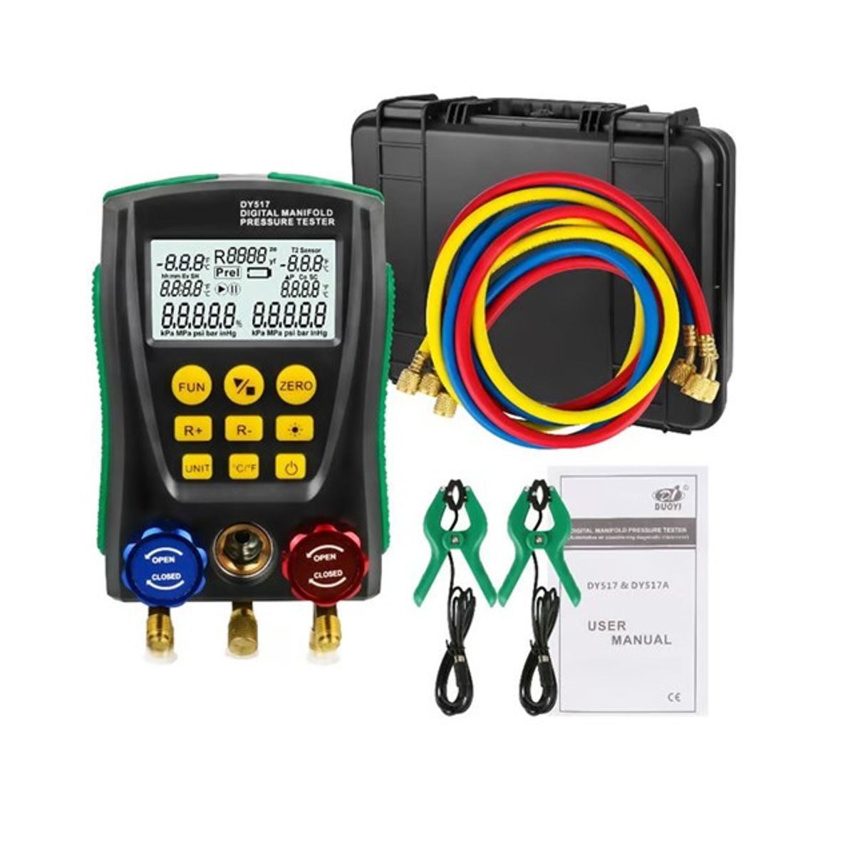 GENERICO - DY517-A Manometro digital HVAC 500psi 250mm