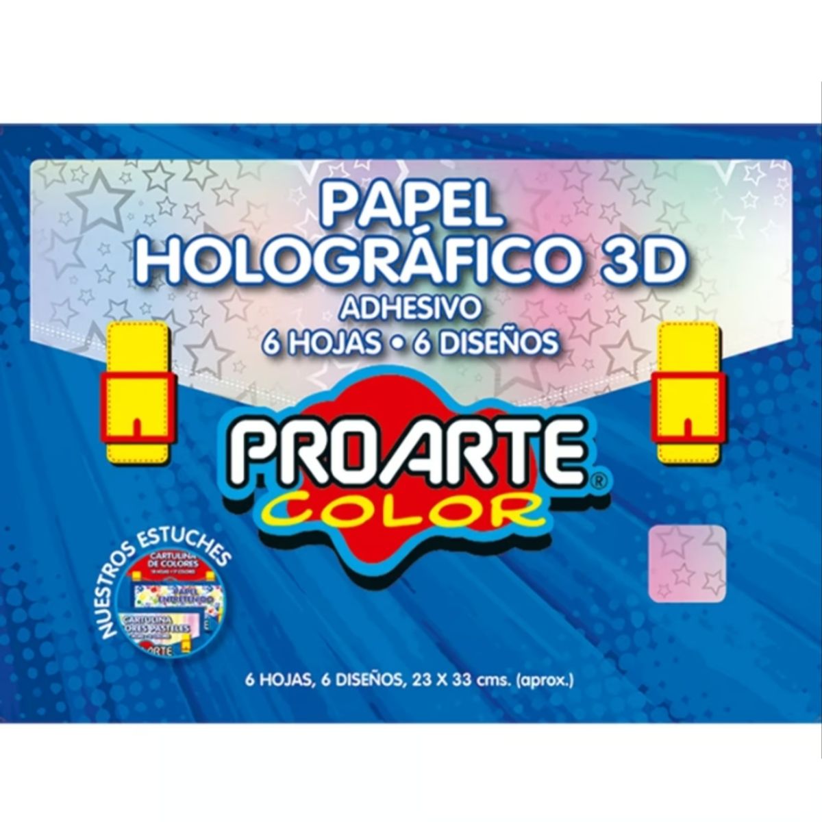 GENERICO - Papel Holografíco 3D Adhesivo 6 Hojas 6 Diseños