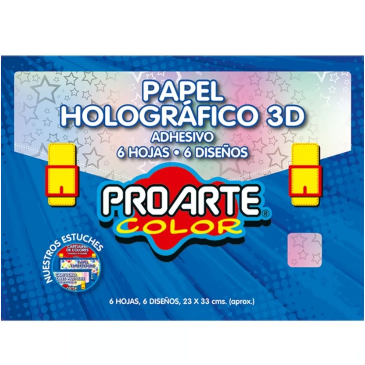 GENERICO - Papel Holografíco 3D Adhesivo 6 Hojas 6 Diseños