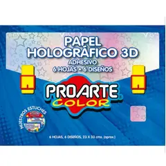 GENERICO - Papel Holografíco 3D Adhesivo 6 Hojas 6 Diseños