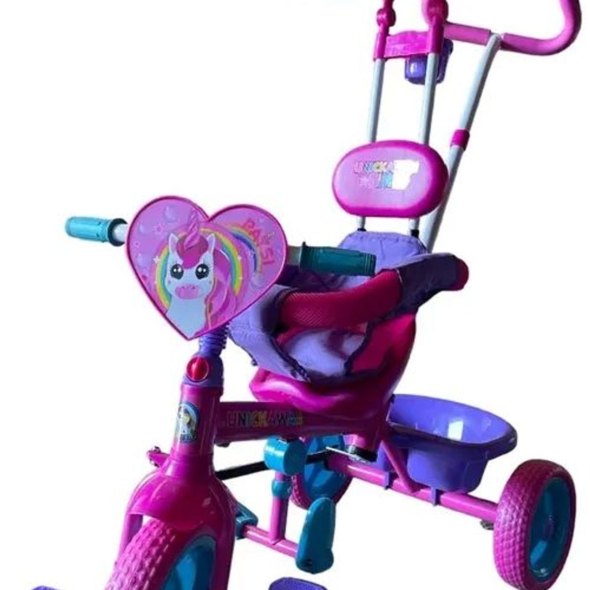 GENERICO - Triciclo Infantil Metálico Con Techo Y Guía