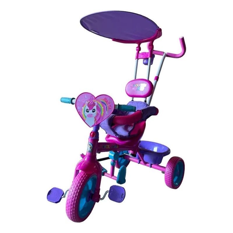 GENERICO - Triciclo Infantil Metálico Con Techo Y Guía