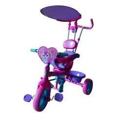 GENERICO - Triciclo Infantil Metálico Con Techo Y Guía