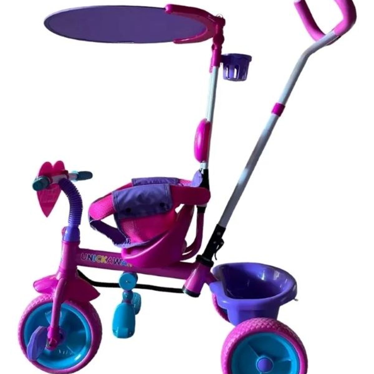 GENERICO - Triciclo Infantil Metálico Con Techo Y Guía