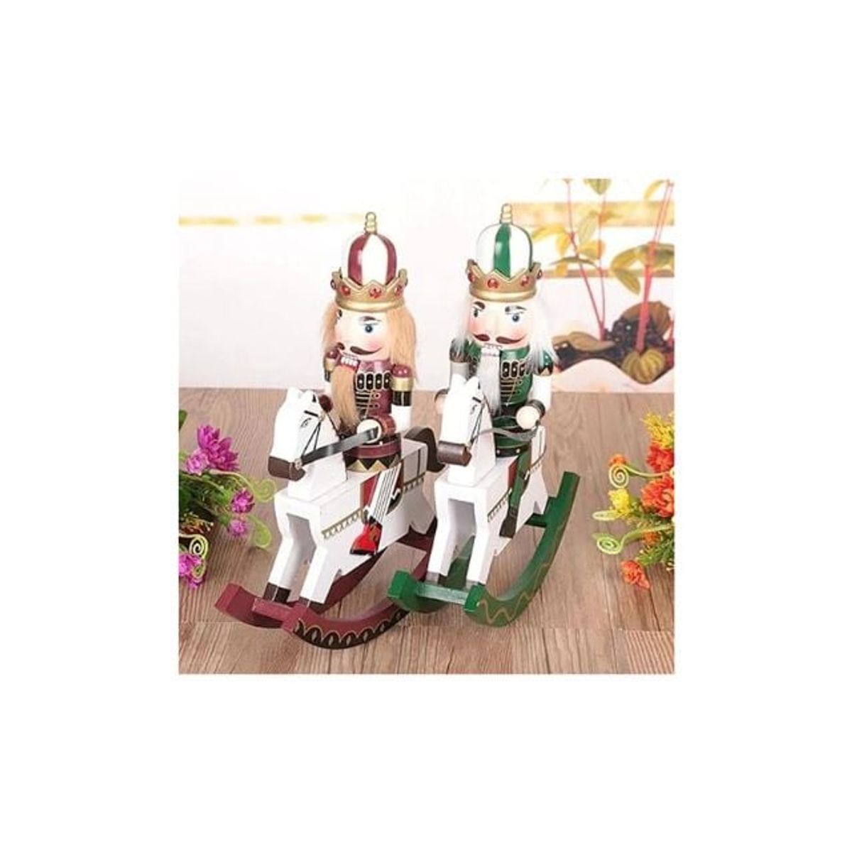 GENERICO - Cascanueces De Navidad Caballo Mecedor Echo En Madera color VERDE