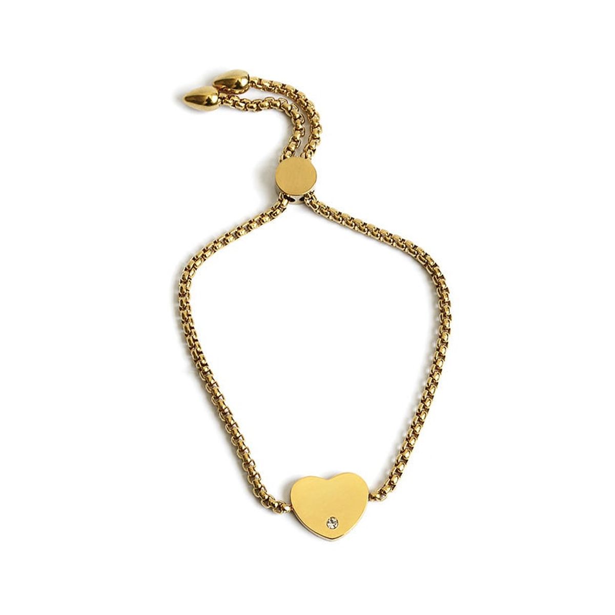 VANE COLLECTION - Pulsera mujer cadenas corazón ajustable acero baño de oro