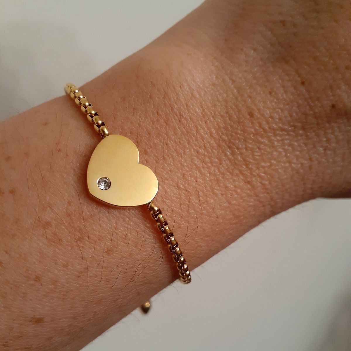 VANE COLLECTION - Pulsera mujer cadenas corazón ajustable acero baño de oro