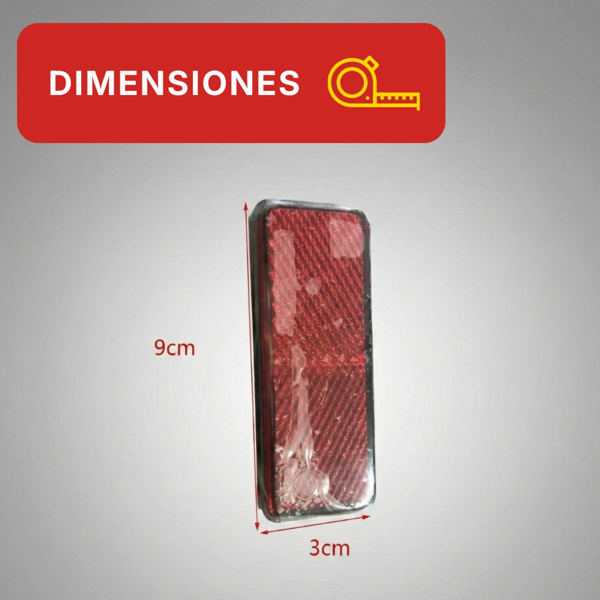 GENERICO - Reflectante Rectangular Rojo Reglamentario Revisión Técnica