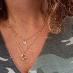 VANE COLLECTION - Cadena collar mujer dorada doble baño de oro corazón y luna circones