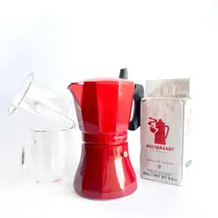 OROLEY - Pack Cafetera Italiana 6 tzs +Cafe Molido Hausbrandt +2 tazas