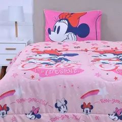 MASHINI - Cobertor Plumón Cubrecama Reversible 1.5 Plaza Diseño Minnie Mouse 03
