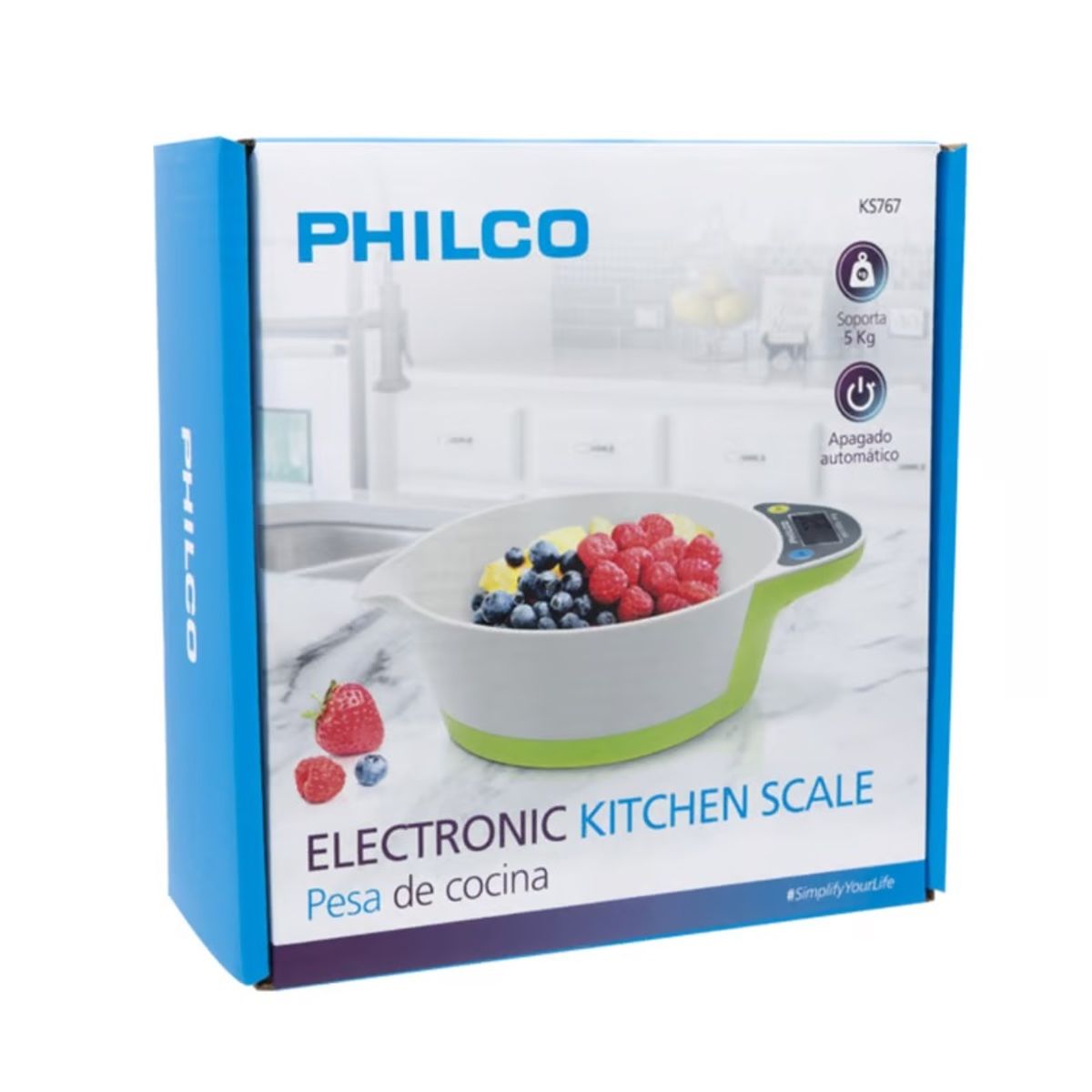 PHILCO - Balanza Pesa Gramera Digital Para Cocina Bowl Comercio 5kg