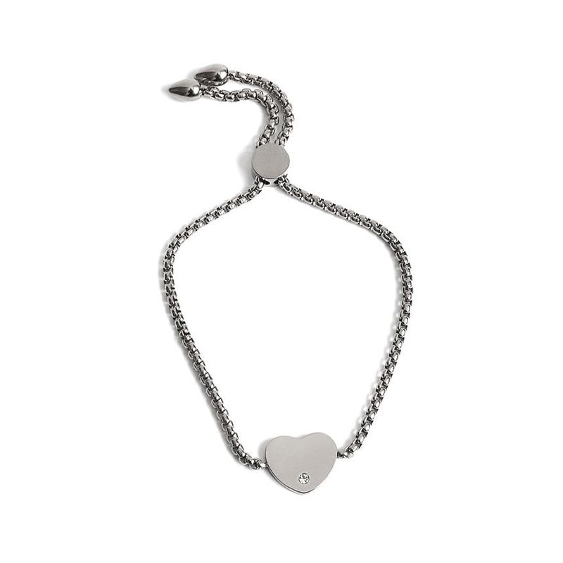 VANE COLLECTION - Pulsera mujer cadenas corazón ajustable acero baño de rodio