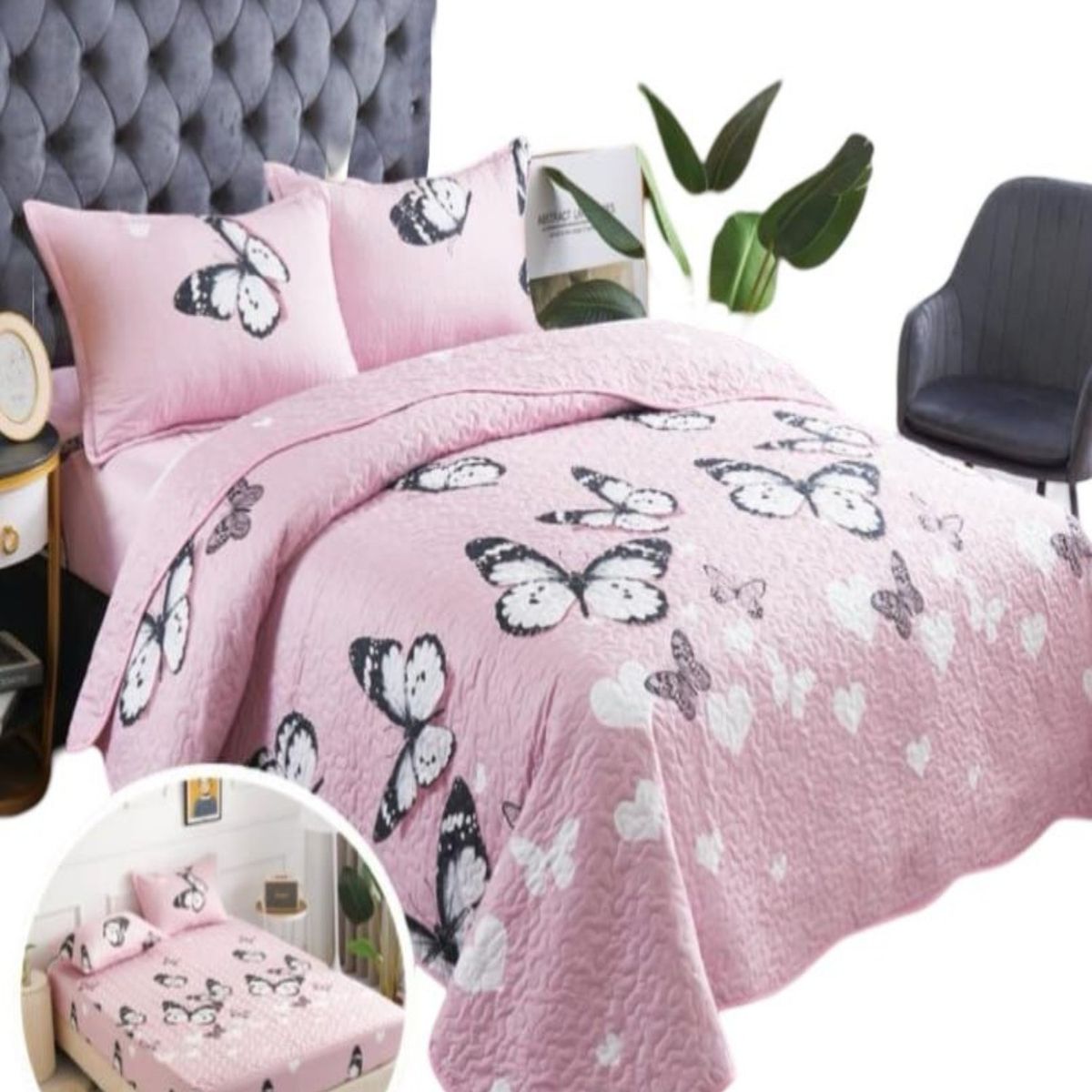 GENERICO - Cubrecama Quilt 5 Piezas con Sábana Incluida C2