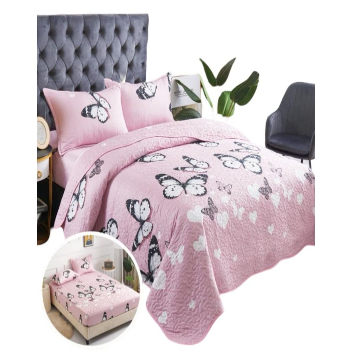 GENERICO - Cubrecama Quilt 5 Piezas con Sábana Incluida C2