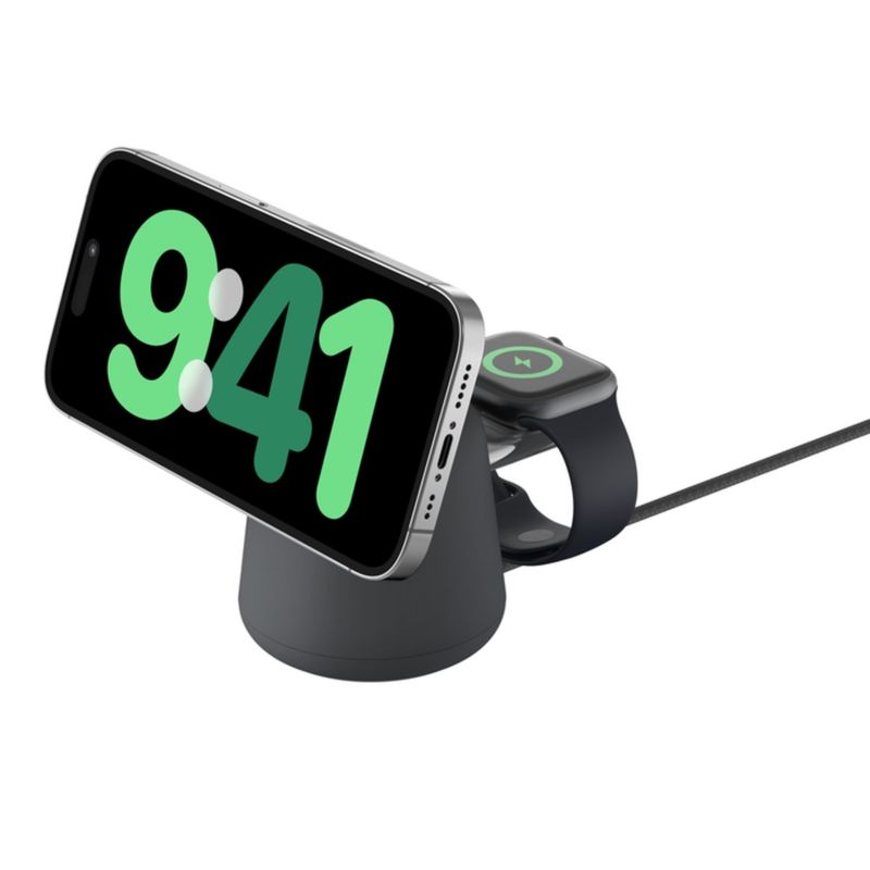 BELKIN - Base de carga 2 en 1 inalambrica Qi2 Belkin negra