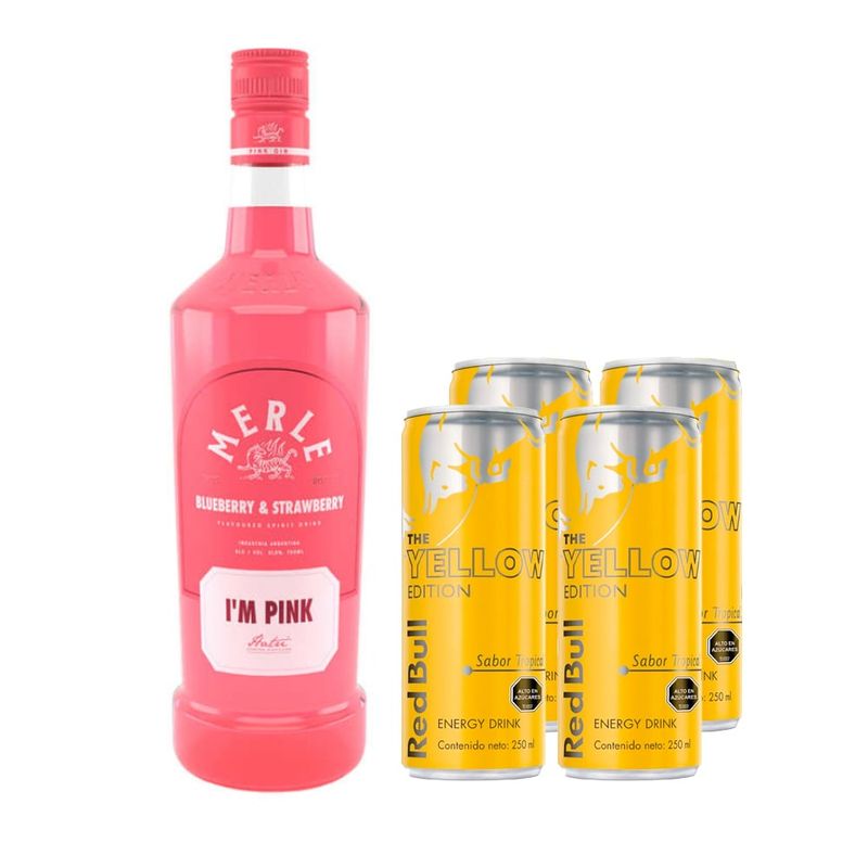 GENERICO - Pack Tropical Gin: Merle I'M Pink  + 4 Red Bull Yellow 250cc