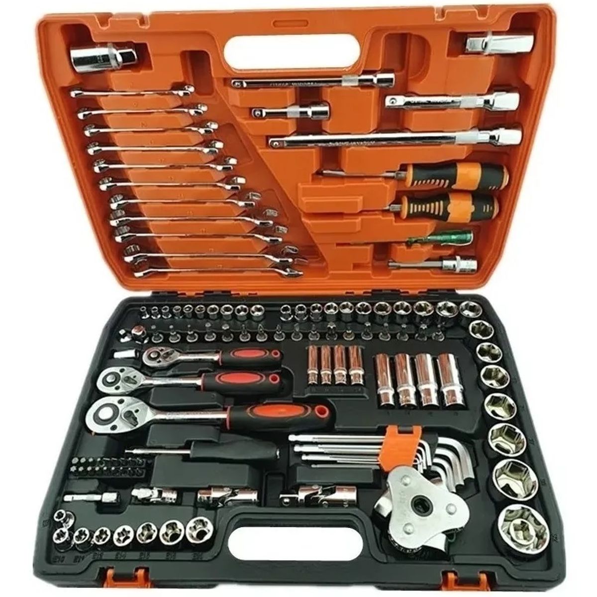 GENERICO - Juego Dados Chicharra 1/2 3/8 1/4 Llaves Corona 121 Piezas