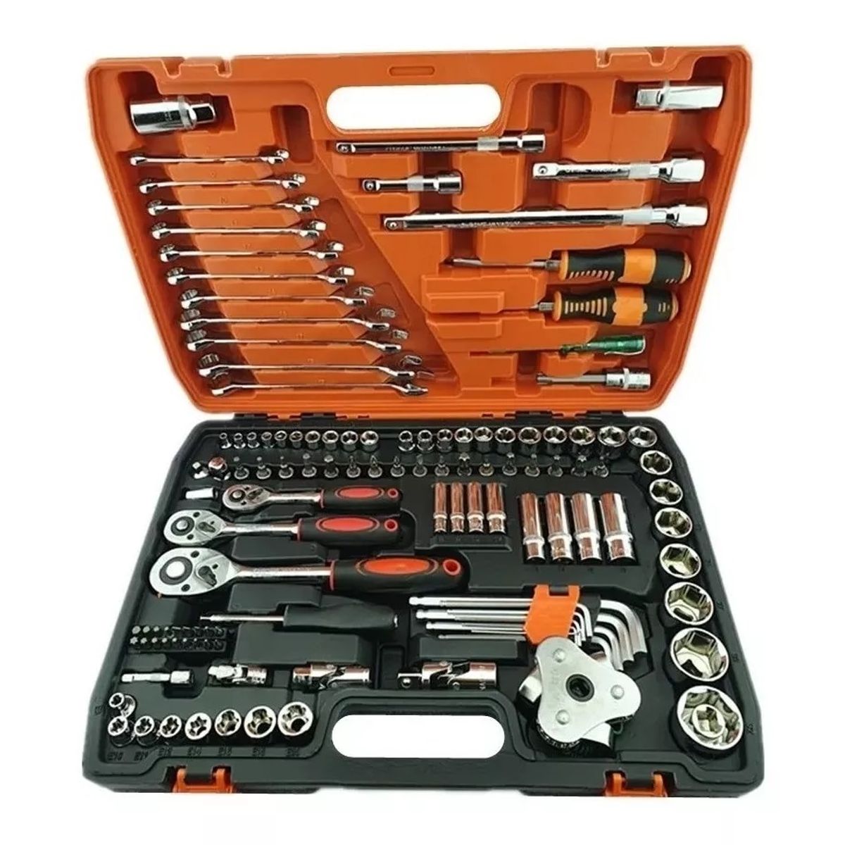 GENERICO - Juego Dados Chicharra 1/2 3/8 1/4 Llaves Corona 121 Piezas