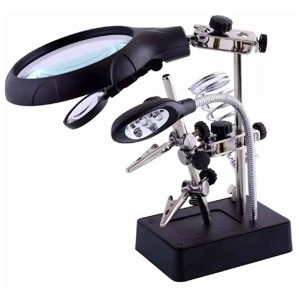 GENERICO - Lupa Escritorio Soporte Pinza Luz Led Tercera Mano Cautin
