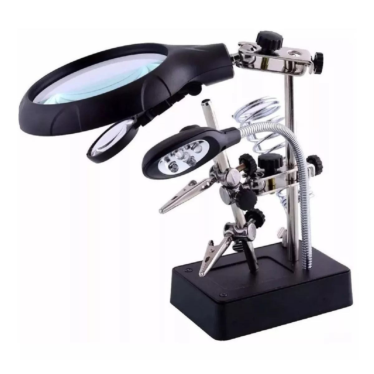 GENERICO - Lupa Escritorio Soporte Pinza Luz Led Tercera Mano Cautin