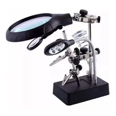 GENERICO - Lupa Escritorio Soporte Pinza Luz Led Tercera Mano Cautin