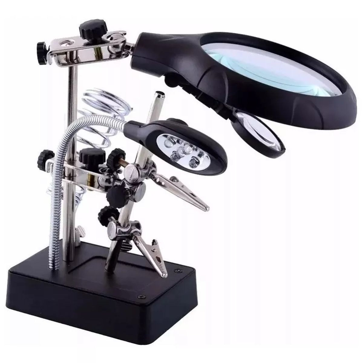 GENERICO - Lupa Escritorio Soporte Pinza Luz Led Tercera Mano Cautin