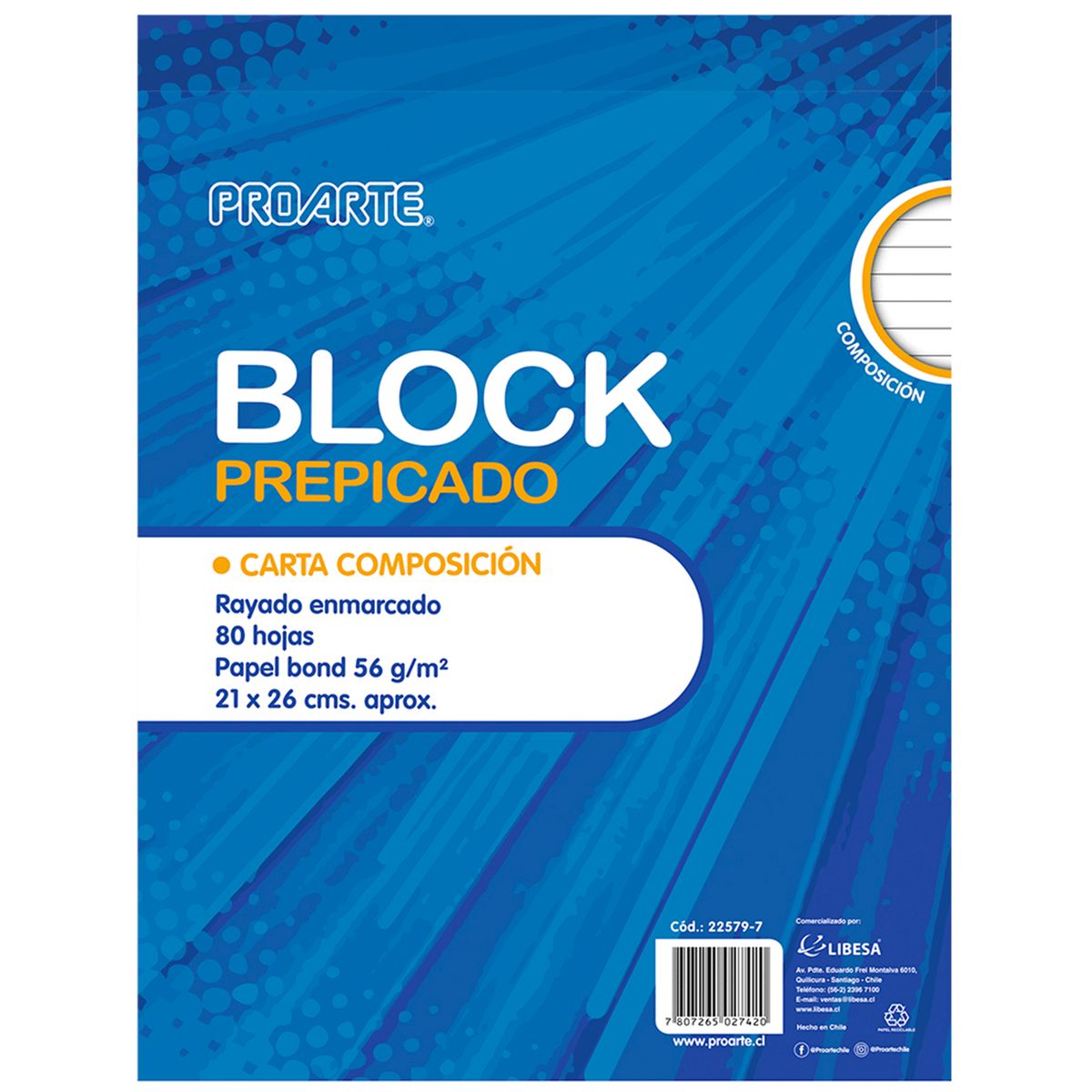 PROARTE - Block Prepicado Carta 80 Hj Composicion