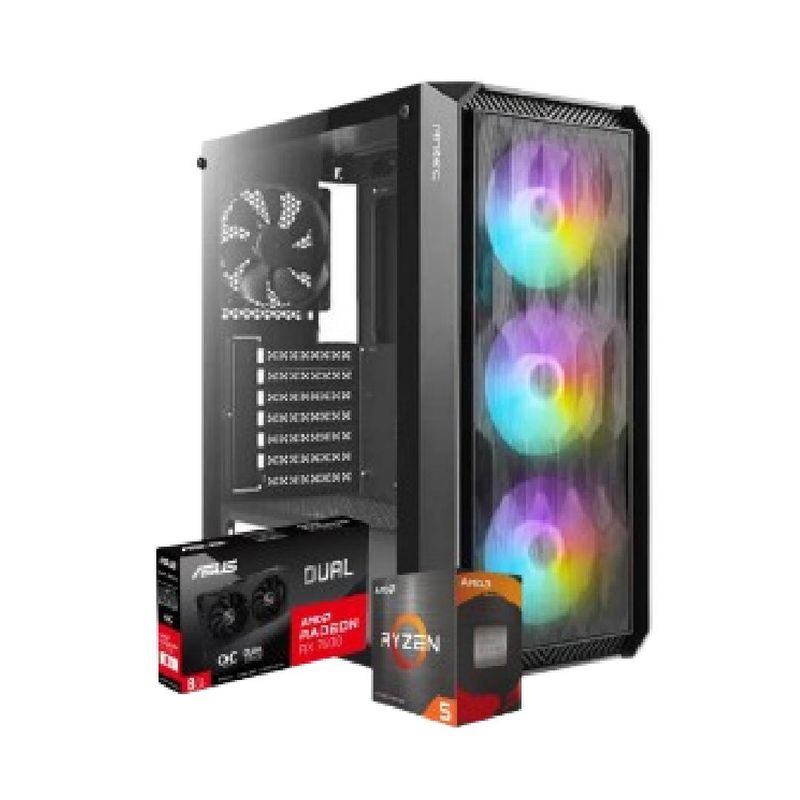 GENERICO - PC Gamer Pegasus 10: R5 5600GT/16GB RGB/1TB NVMe/RX 7600 8GB