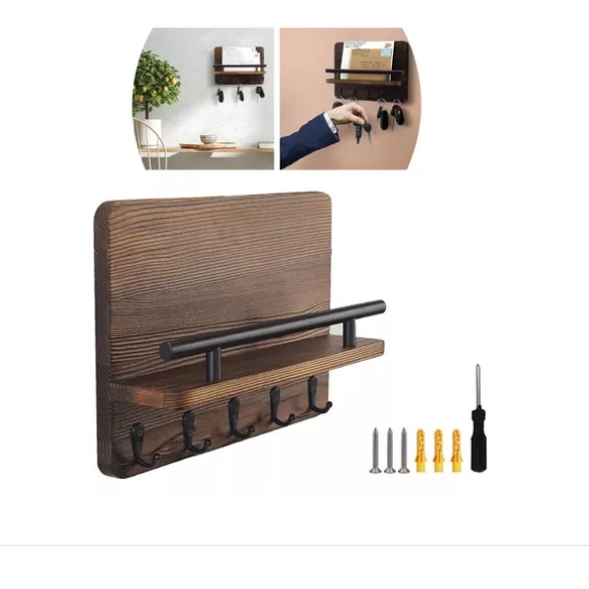 GENERICO - Colgador Madera Llaves Y Mascarillas Portallaves