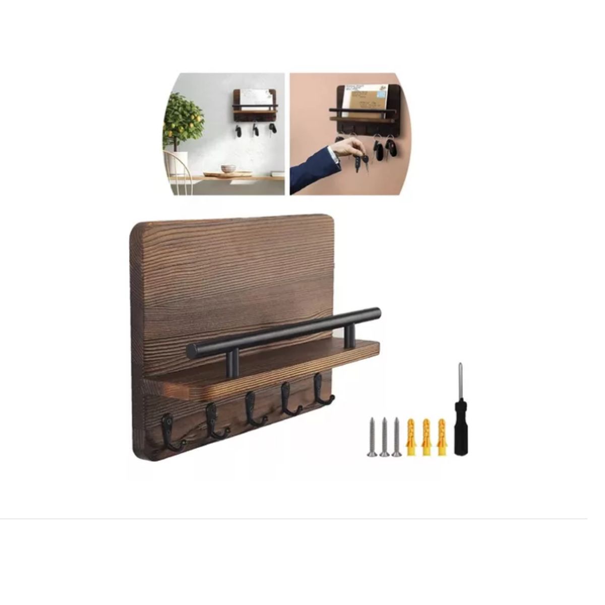 GENERICO - Colgador Madera Llaves Y Mascarillas Portallaves